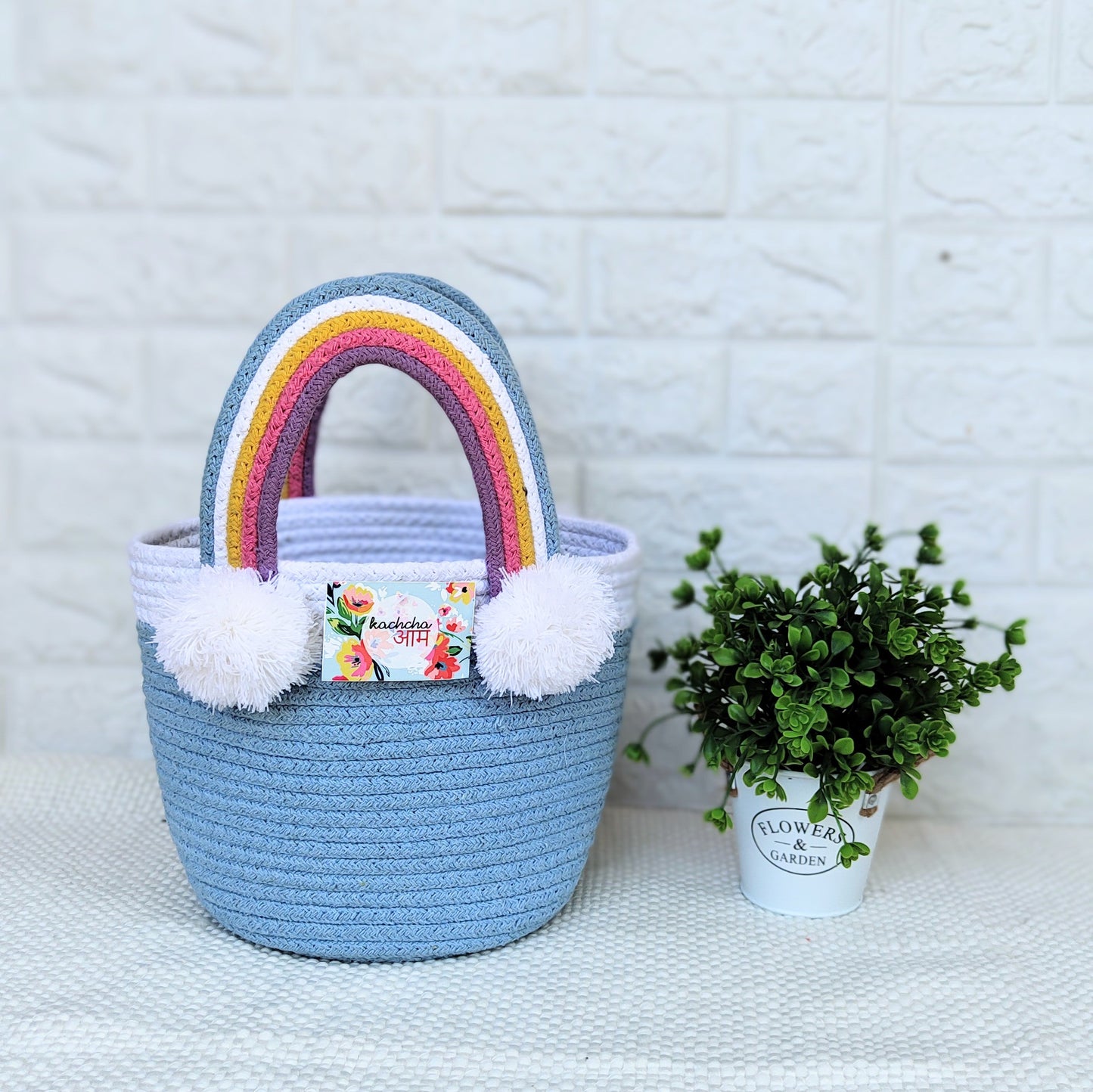 Rainbow Handle Multipurpose Blue Basket 🌈