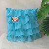 Georgette Ruffle Cushion Cover in Blue - 16x16 Inches with Quality Lining