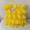 Georgette Ruffles Cotton Cushion Cover in Yellow - 16x16 Inches with Quality Lining