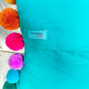 Rainbow Pompom Teal Cotton Cushion Cover with Lining