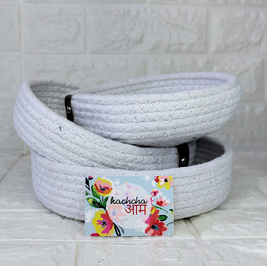 White Round Storage Baskets (Set of 3)