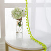 Lime Color Pompom Lace White Sheer Curtain