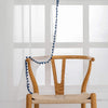 Navy Color Pompom Lace White Sheer Curtain