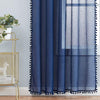 Navy Pompom Lace Georgette Sheer Curtain