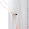 Peach Color Pompom Lace White Sheer Curtain