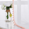 Peach Color Pompom Lace White Sheer Curtain