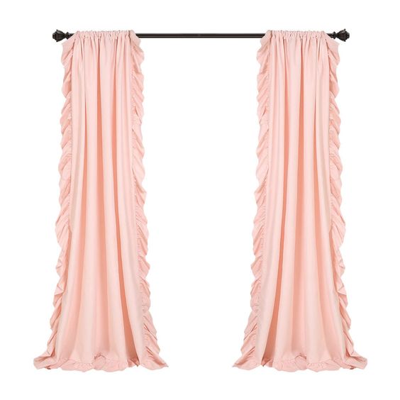 Peach Side Frill Curtains 100% Cotton Material