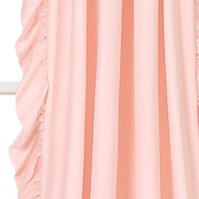 Peach Side Frill Curtains 100% Cotton Material