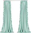 Teal Side Frill Curtains 100% Cotton Material