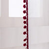 Wine Color Pompom Lace White Sheer Curtain