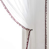 Wine Color Pompom Lace White Sheer Curtain