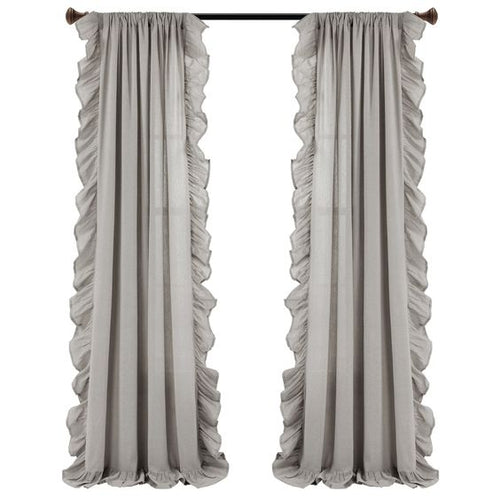 Ash Grey Side Frill Curtains 100% Cotton Material