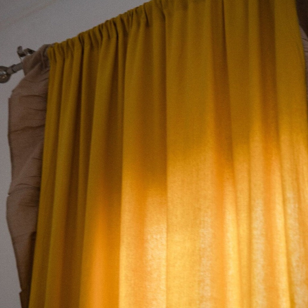 Dual Tone Yellow Beige Side Frill Curtains 100% Cotton Material