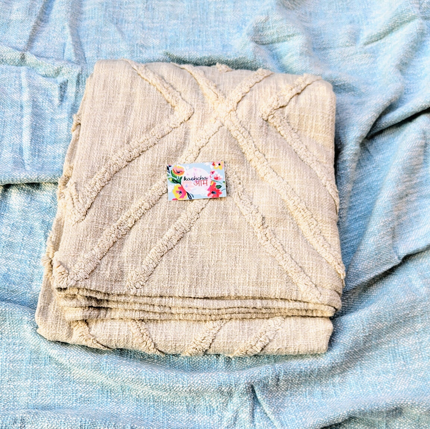 Tufted Off-White Sofa Throw
