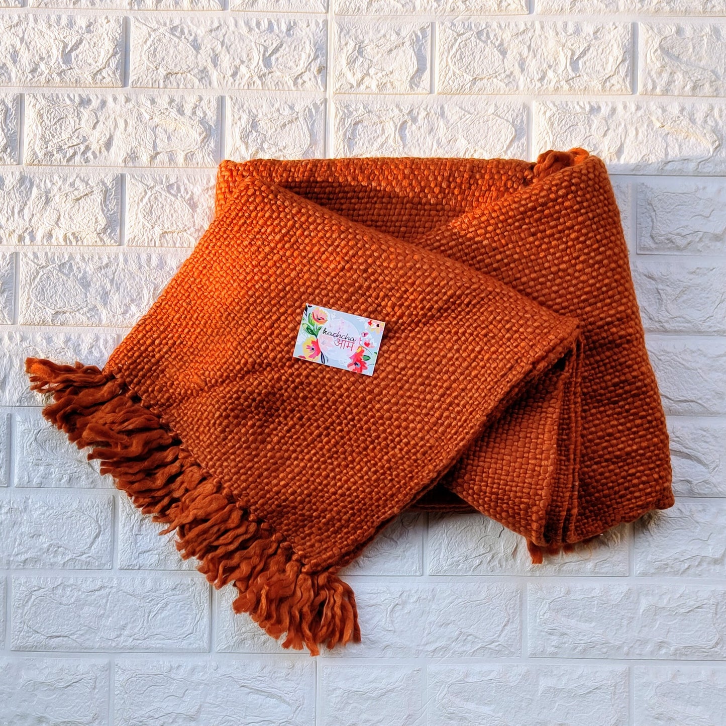 Rust Knitted Sofa Throw