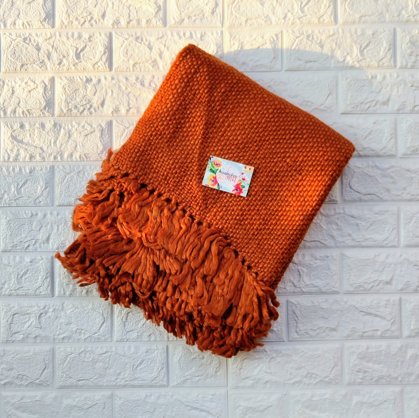 Rust Knitted Sofa Throw
