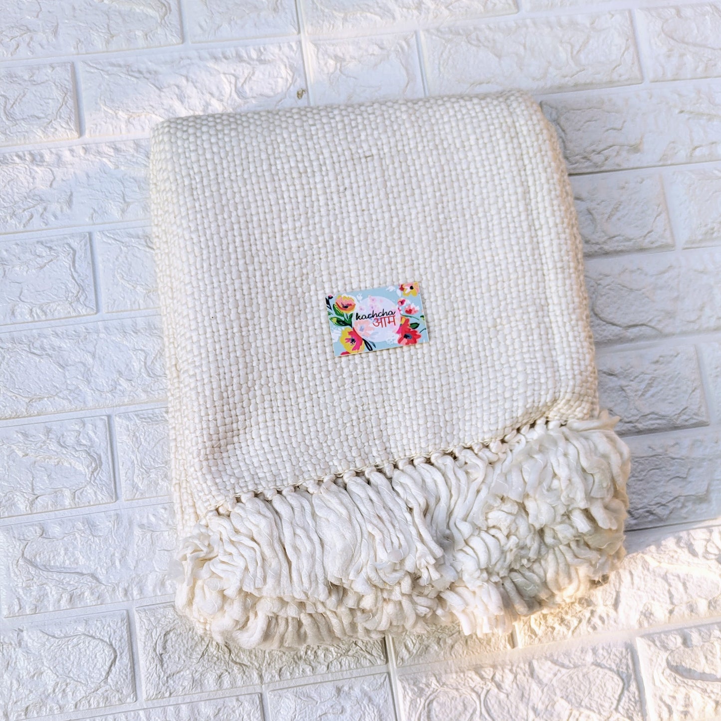 White Knitted Sofa Throw