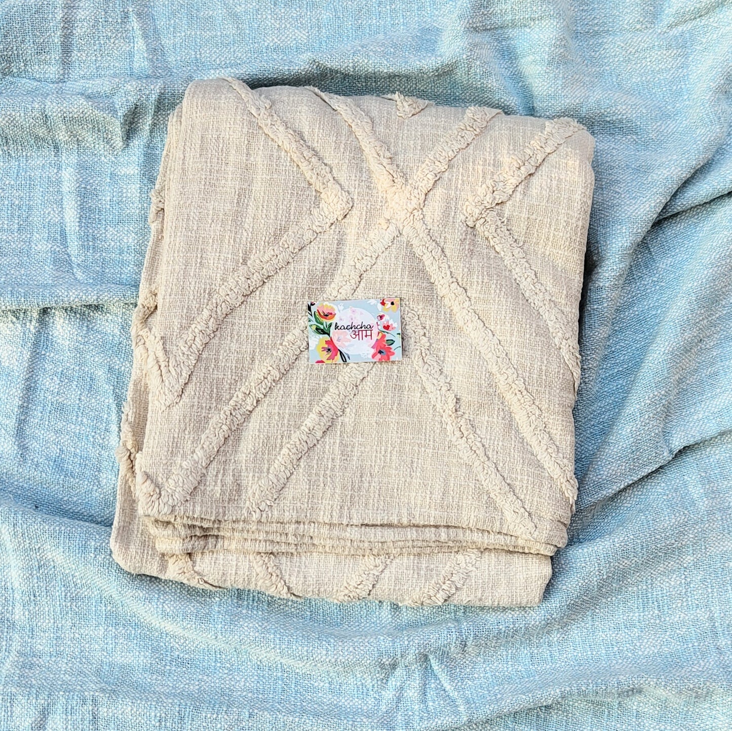 Tufted Off-White Sofa Throw