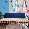 Natural Cotton Slub Sofa Cover with Sunset Bliss Tassels