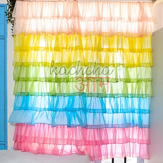 Rainbow Full Ruffle Georgette Curtain
