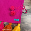 Pink Cotton Slub Chair Cover with Rainbow Tassels