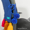 Navy Cotton Slub Chair Cover with Rainbow Tassels