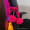 Pink Cotton Slub Chair Cover with Rainbow Tassels