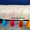 Rainbow Slub Cotton Sofa Cover with Multi Color Tassels