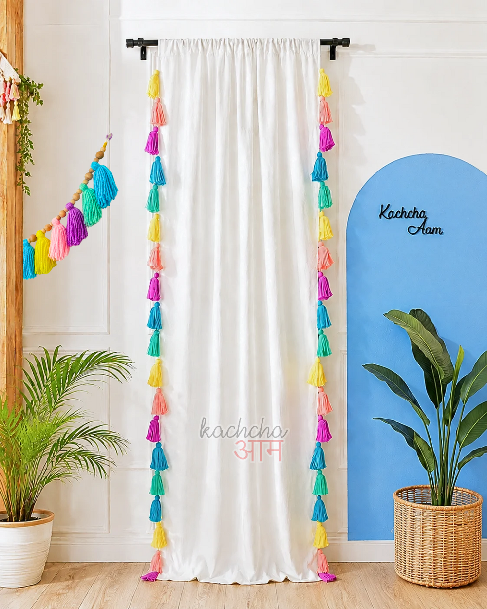 Celestial Inspired Tassels White Curtains (Cotton/Sheer)