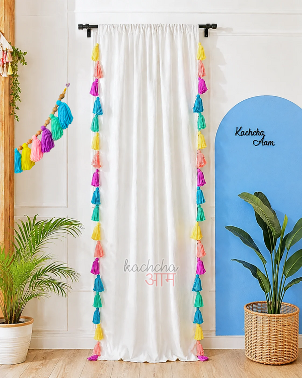 Celestial Inspired Tassels White Curtains (Cotton/Sheer)