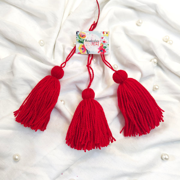 Handmade Big Size Wool Tassels Red color