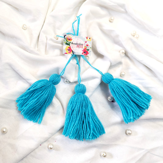 Handmade Big Size Wool Tassels Sky Blue color