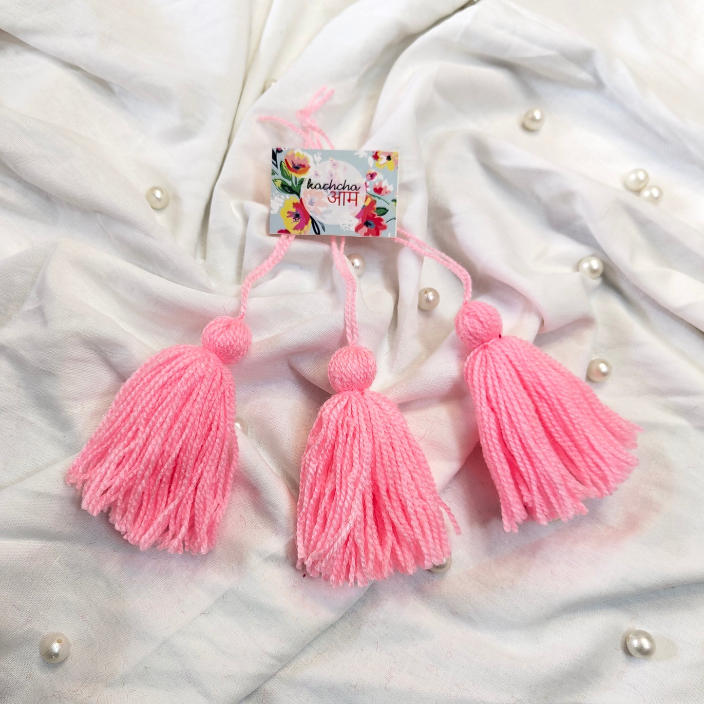 Handmade Big Size Wool Tassels Baby Pink color