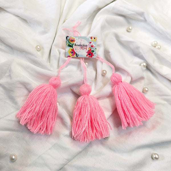 Handmade Big Size Wool Tassels Baby Pink color