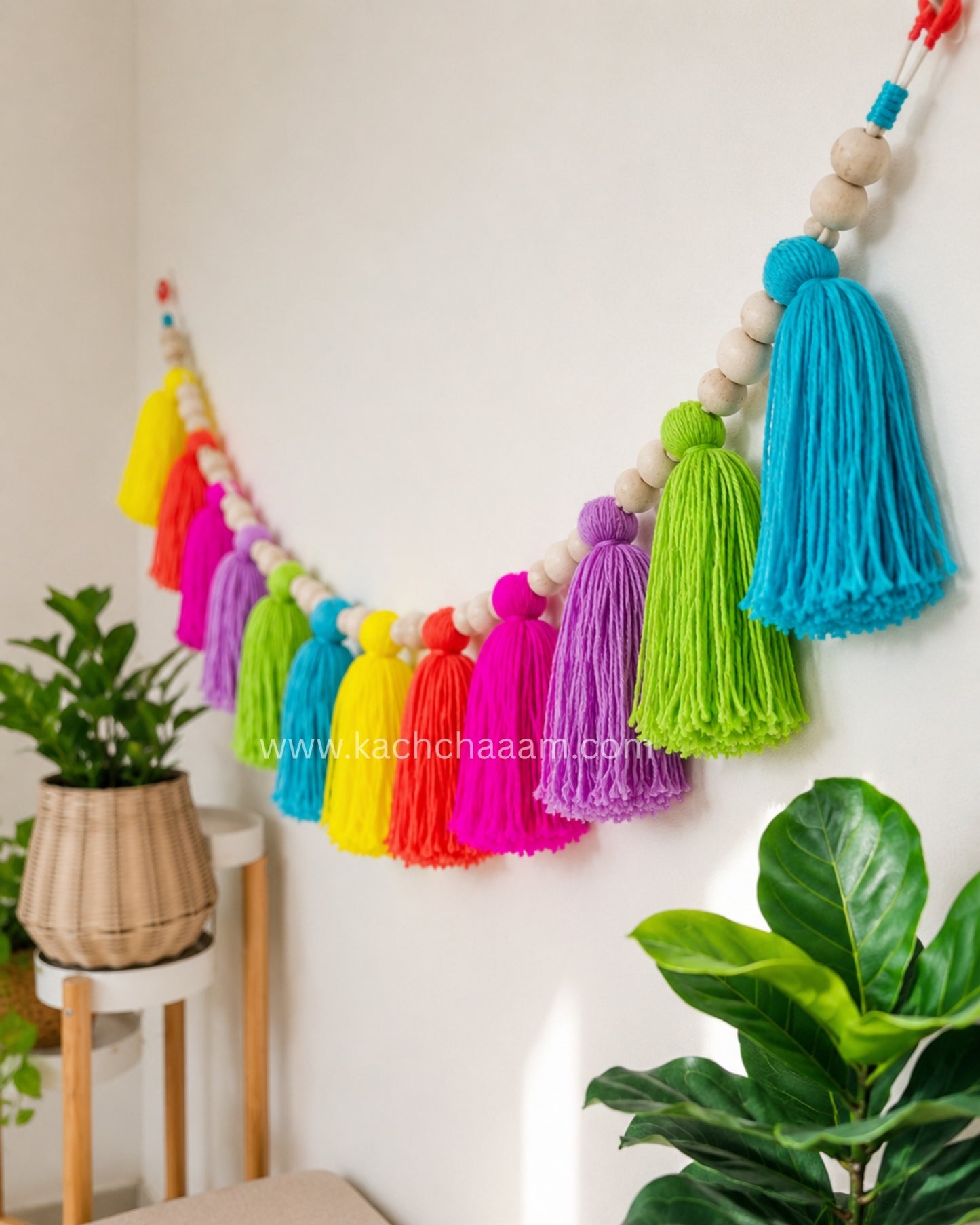 Single Layered Wool Tassel Neon Party Bunting