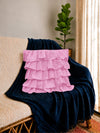 Cotton Ruffle Cushion Cover in Pink - 16x16 Inches with Quality Lining