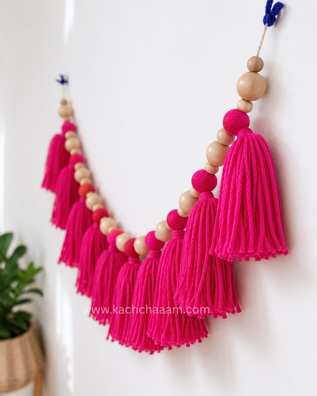 Single Layered Wool Tassel Pink Bunting