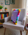 Multi Pompom Lavender Cotton Cushion Cover with Lining