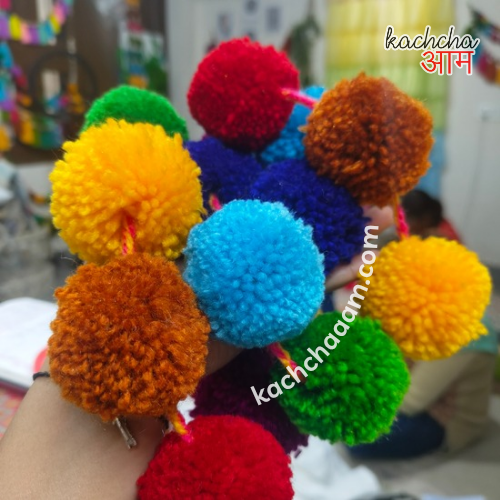 VIBGYOR Woolen Pompom Bunting Garland