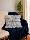 Georgette Ruffles Cotton Cushion Cover in Grey - 16x16 Inches with Quality Lining