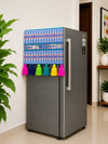 Blue Motif Fridge Cover without Pockets & Multi Tassels