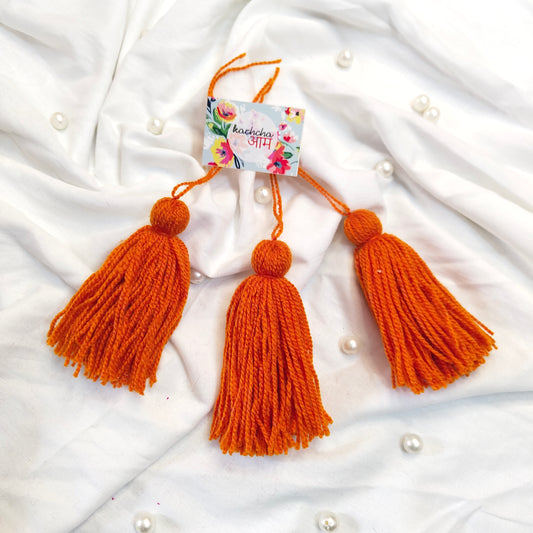 Handmade Big Size Wool Tassels Orange color
