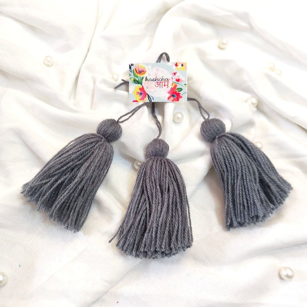 Handmade Big Size Wool Tassels Dark Grey color
