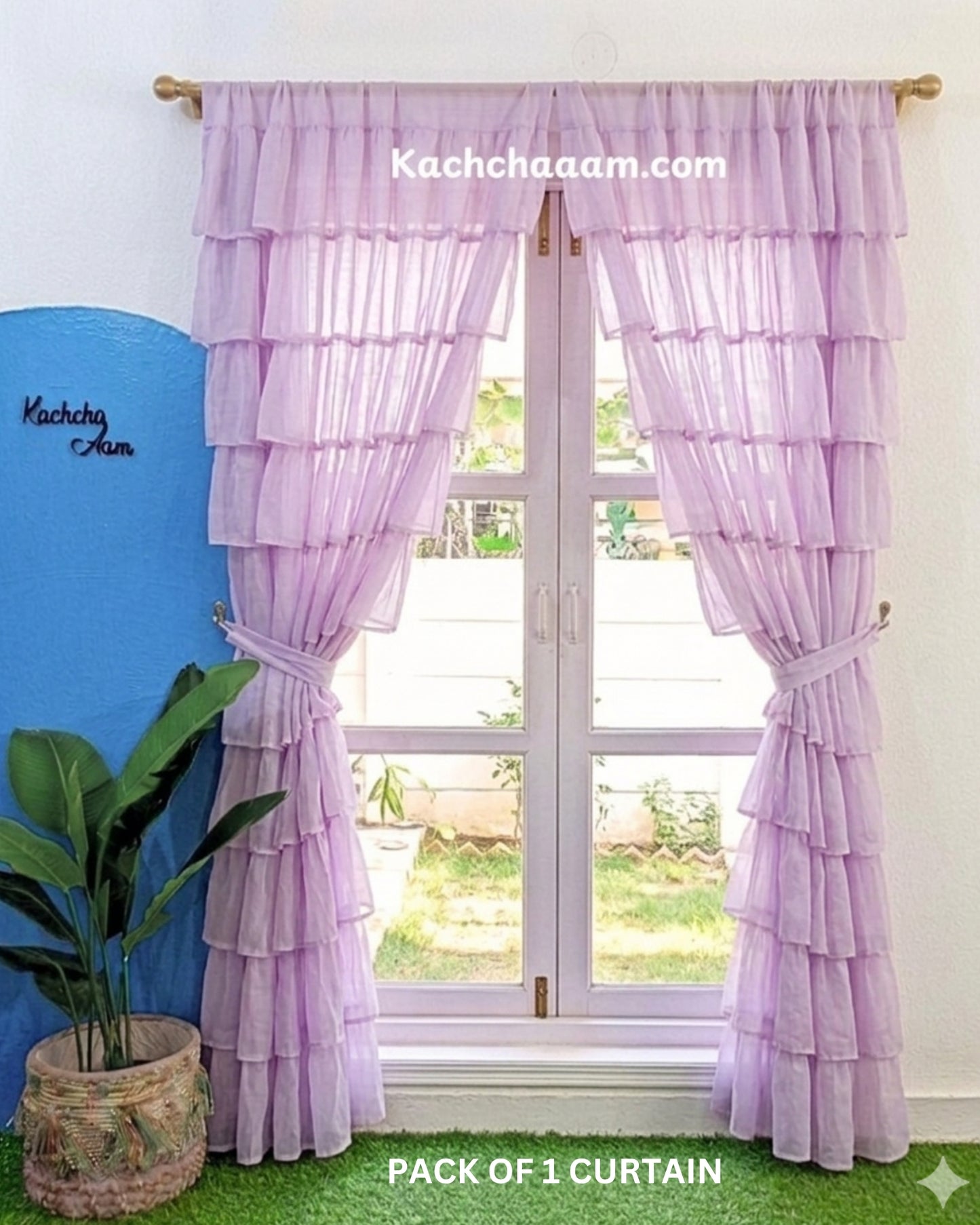 Lavender Georgette Full Ruffle Curtains