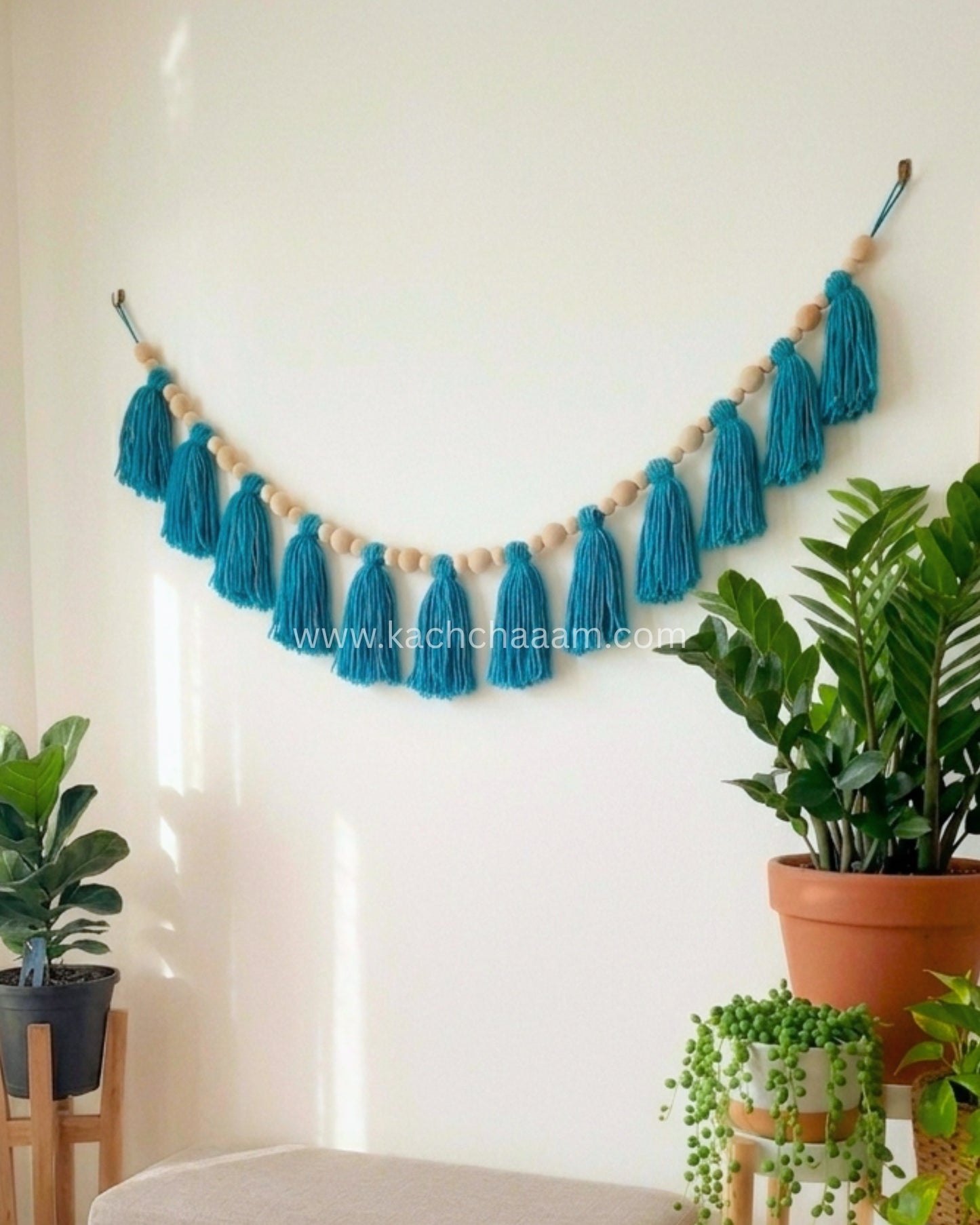 Single Layered Wool Tassel Sky Blue Bunting