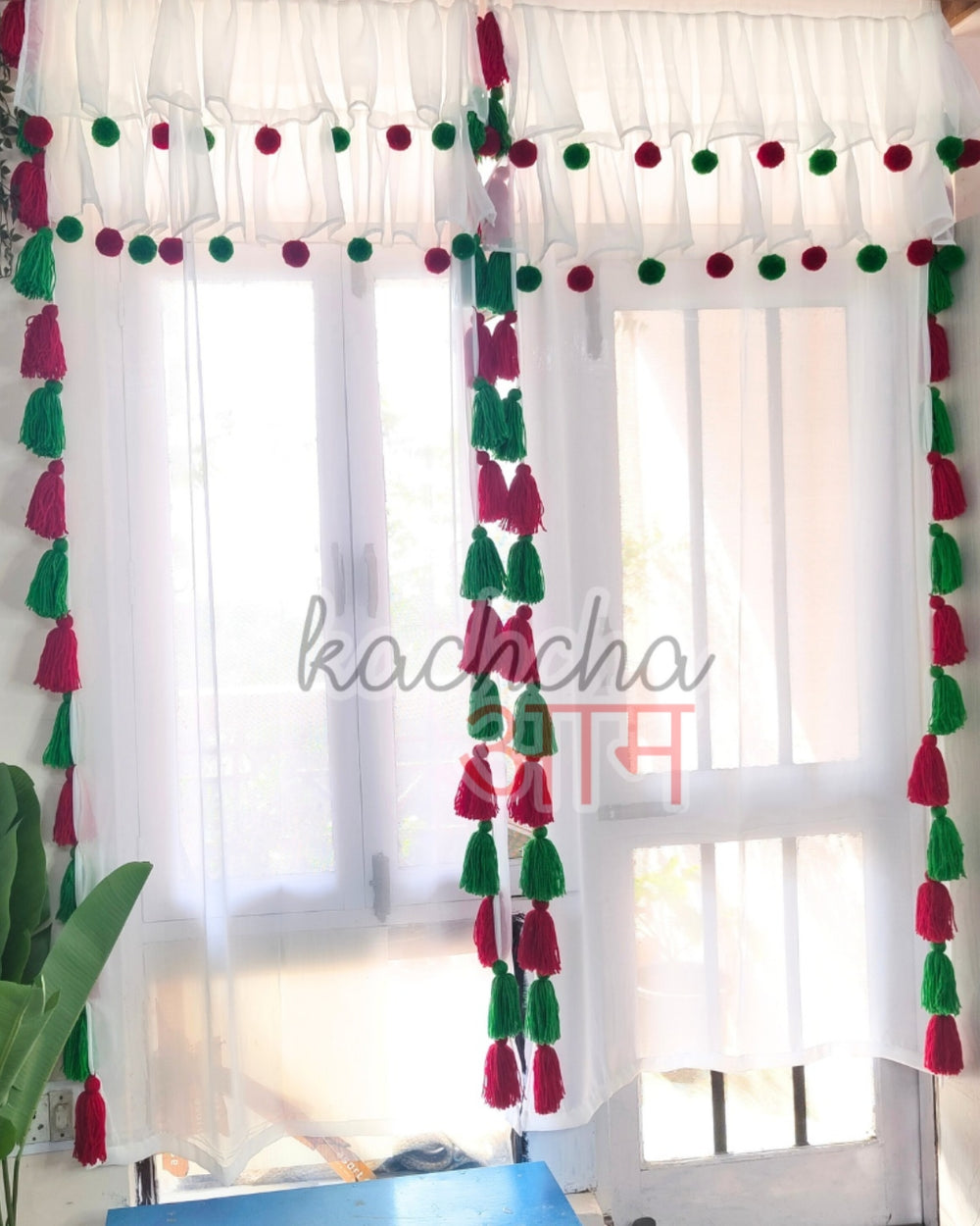 Christmas Limited Edition Tassel curtains with Pompom Frills (Cotton & Sheer)