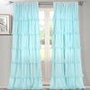 Sky Blue Cotton Full Ruffle Curtains