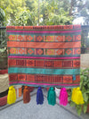 Orange Jacquard Fridge Cover without Pockets & Multi Tassels