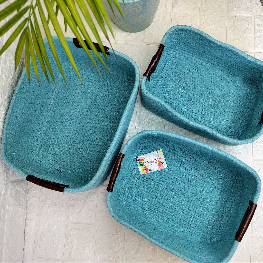 Beige Rectangle Storage Baskets (Set of 3)