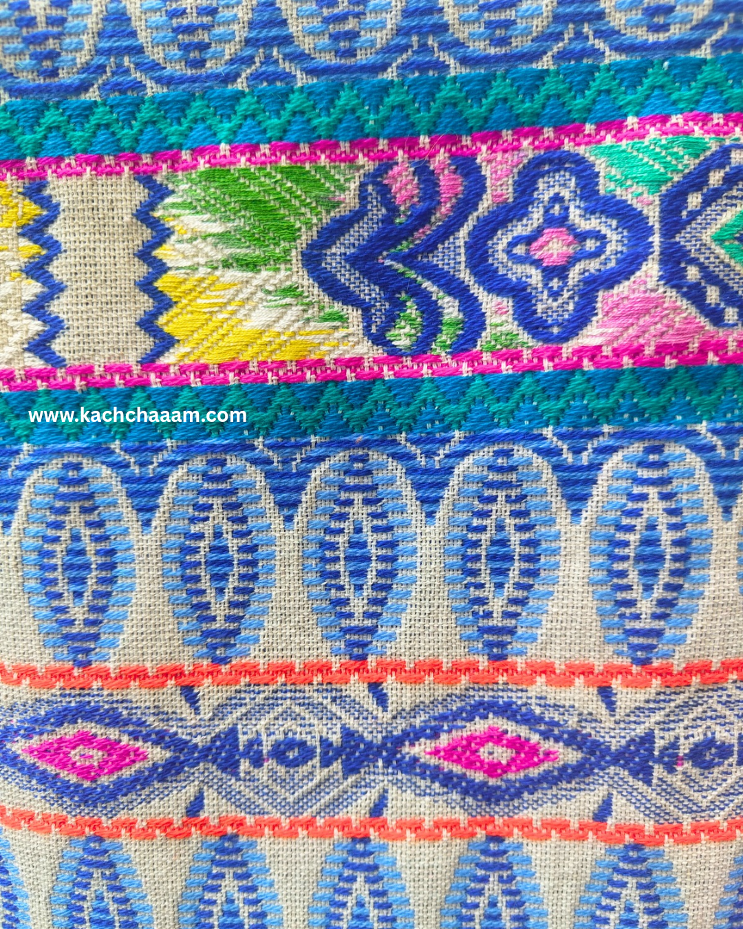 Blue Motif Fridge Cover without Pockets & Multi Tassels